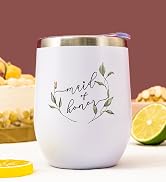 Crisky Maid of Honor Gifts - Greenery Maid of Honor Wine Tumbler Glass Drink Cup with Straw for B...
