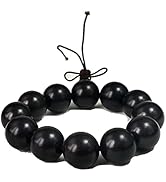 vv8oo Black Sandalwood Bracelet Polished Round Stretch Elastic Hand String for Yoga Meditation