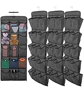 3Pcs Dual Sided Hanging Shoe Organizer 30 Large Pockets Double-Side Closet Storage Shelves with R...