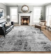 Ompaa Living Room Rug 8x10 Gray Area Rug Machine Washable Abstract Boho Rug Large Rug Non-Slip No...