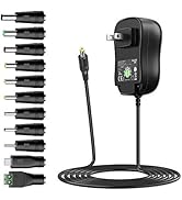 Basicvolt Universal Power Supply 5V 6V 7.5V 9V 12V 13.5V 15V 3A 2.5A AC DC Power Adapter 45W Wall...