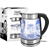 Zeppoli Electric Kettle - Stainless Steel Glass Tea Kettle with Speed Boil & Auto Shutoff - Hot W...