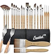 Bougimal 26pcs Paint Brush Set, Professional Acrylic Paint Brushes with Flat, Filbert, Fan, Dagge...