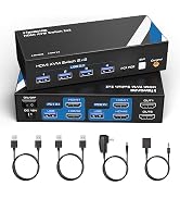 KVM Switch HDMI 2 Monitors 2 Computers, NEWCARE 4K@60Hz KVM Switch Dual Monitors 2 Computers Shar...