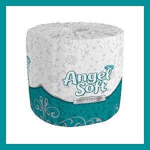 1 roll of Angel Soft tp, wrapped in branded teal/white packaging with floral designs