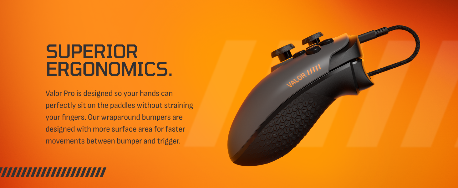 ergonomic controller; ergonomic xbox controller; wraparound bumpers;