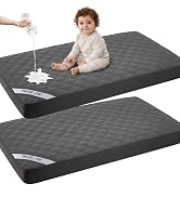 BEDLORE Waterproof Mattress Protector Crib, 2 Pack Soft Gray Mattress Pad, Noiseless Machine Wash...