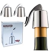 Wine Stoppers Set of 2, Pafusen, Stainless Steel Wine Bottle Stopper with Silicone Seal, Reusable...