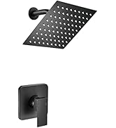 GERUIKE Shower Faucet Set Matte Black, Single Function Shower System with 8 Inches Rain Shower He...
