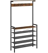 HOOBRO Hall Tree with Bench, Coat Rack with Shoe Storage, Shoe and Coat Rack, 5-Tier Entryway Sho...