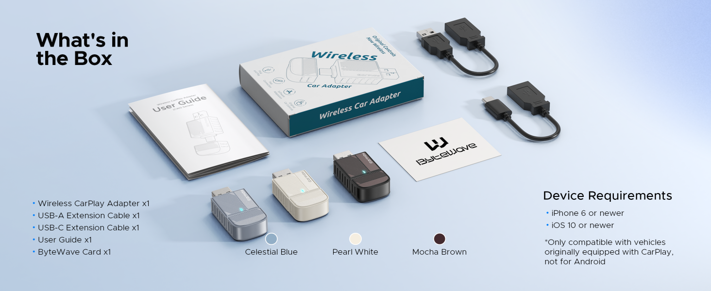 wireless car play adapter; USB C; USB A; apple car play wireless adapter