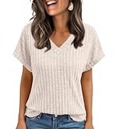 AUTOMET Women Tops Summer Sweaters Short Sleeve V Neck Shirts 2025 Spring Fashion Dressy Casual B...