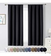 WelvetBLK Black Blackout Curtains for Bedroom Living Room 63 Inch Length 2 Panels Set, Soft Solid...