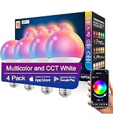 AFINSEA 4 Pack Smart Light Bulbs,WiFi & Bluetooth LED Light Bulb That Works with Alexa & Google H...