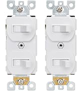 Baomain Double Toggle Light Switch,15 Amp 120V Two Single Pole Residential Grade,On/Off Electrica...