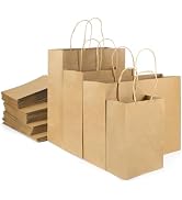 woric 120 PCS Brown Paper Bags with Handles, Large Gift Bags 4 Assorted Sizes Bulk Paper Bags for...