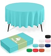 misaya 4 Packs Disposable Plastic Table Cloth, 84" Round Waterproof Tablecloth, Leakproof & Sturd...