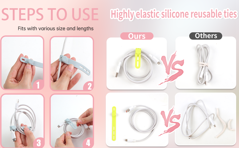 cord organizer cord ties cord wrap reusable cable ties silicone cable ties cord ties for