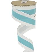 MEEDEE Christmas 2.5 Inch Felt Ribbon 10 Yards Wired Holiday Crafts Ribbon White Felt with Blue V...