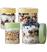 wangsdjy Overnight Oats Containers with Lids, 22oz & 16 oz Glass Jars with Airtight Lids, Wide Mo...