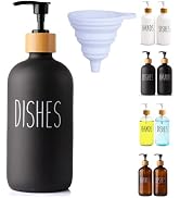 LOOCHICA Black Glass Kitchen Soap Dispenser, Detergent Dispenser or Dish Soap Dispenser for Kitch...