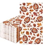 JarThenaAMCS 100Pcs Fall Guest Napkins Autumn Maple Leaf Football Disposable Paper Napkin Decorat...