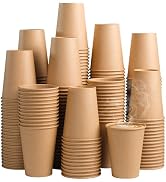 SIUQ 300 Pack 12 oz Kraft Paper Cups, Unbleached Disposable Paper Coffee Cups, Thickened Hot/Cold...