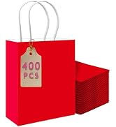 qiqee Medium Gift Bag with Handles Bulk 11"x8"x4" Gift Bags Red 400PCS Paper Bags for Party