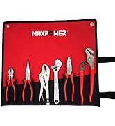 MAXPOWER Wrench and Pliers Set, 6 Piece Kitbag Set. 7" Locking Pliers, 10" Groove Joint Pliers, 8...