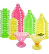 MiraFure Glow in the Dark Disposable Plastic Martini Glasses - 54 Pack 5 oz BPA-Free Cocktail Cup...