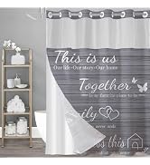 juwute No Hook Grey Family Shower Curtain with Snap-in Polyester Liner Set,Family Letter Printed ...