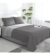 Easy-Going Full/Queen Size Reversible Quilt Set with 1 Quilt and 2 Pillow Shams, Soft Bed Quilt C...