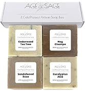 Age of Sage All Natural Mens Soap Bar - Bath Body Soap Gift Sets for Men - Handmade Organic Bar S...