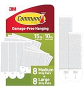Command Picture Hanging Strips, 16 Pairs: 8-Medium, 8-Large Pairs, Easy to Open Packaging