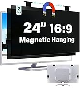 2 Pack Magnetic Privacy Screen for Computer Monitor 24 Inch 16:9 Hanging Shield Blue Light Blocke...