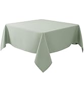 Biscaynebay Square Tablecloth 54x54 Inch-Sage Card Fabric Table Cover-Small Folding Tablecloths L...