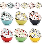 Cedilis 12 Pack Small Ceramic Bowls, 10 Fl-oz Porcelain Dessert Bowls, Assorted Colorful Ice Crea...