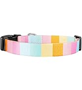 Adjustable Dog Collar for Small Medium Large Dogs - Colorful Pattern, Soft Polyester Pet Collar w...