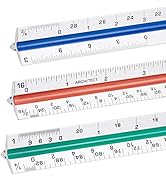 Nicunom 3 Pack Architectural Scale Ruler, 12" Triangular Architect Scale Aluminum Color-Coded Gro...