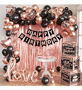 Rose Gold Birthday Party Decorations Kit for Women,4pcs birthday Decorations for Women Girls blac...