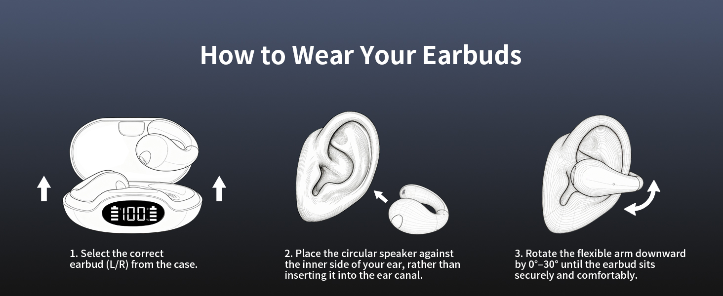 open ear clip on earbuds