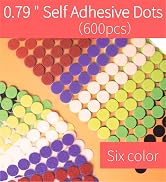 Self Adhesive Dots, Strong Adhesive 600pcs(300 Pairs) 6 color 3/4" Diameter Sticky Back Coins Nyl...
