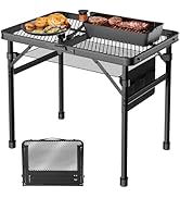 WildFinder Folding Table, 2x1.3 FT Camping Table with Mesh Desktop,Folding Grill Table with Mesh ...