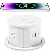 ANNQUAN 4.75" Pop Up Outlet with 65W USB-C,15W Wireless Charger,4 Outlets,3 USB Ports,Pop Up Coun...