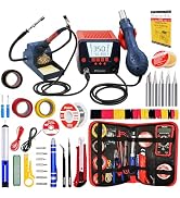 Soldering Iron and Rework Station with Wide LCD-Display Screen, Hot Air Gun, F /°C,Auto Sleep & S...