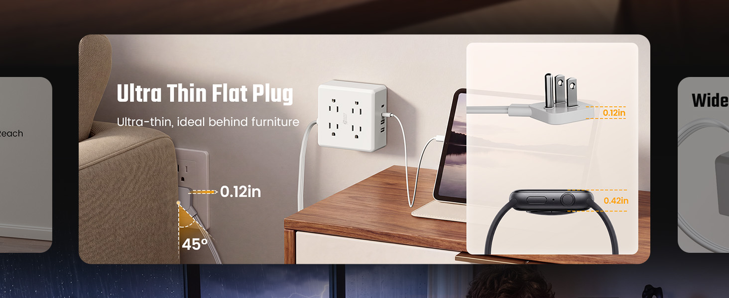 Flat plug extension cord