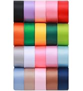 KEOSREE 3/4 inch 20 Colors Satin Ribbon Set, 3/4" X2Yd x 20Rolls Rainbow Ribbons for Gift Wrappin...