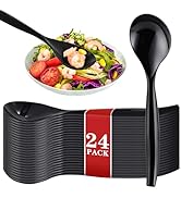 Mwellewm 10" Serving Spoons Plastic Serving Utensils 24 Packs Disposable Spoons for Buffet Large ...