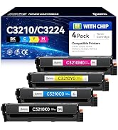 C3210 C3224 Toner Cartridges 4 Pack (with Chip) Replacement for Lexmark C3210K0 C3210C0 C3210M0 C...