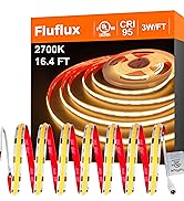 FluFlux 2700K COB LED Strip Lights, 3W/FT 24V DC Premium Flexible Tape Light with Strong 3M VHB Tape
